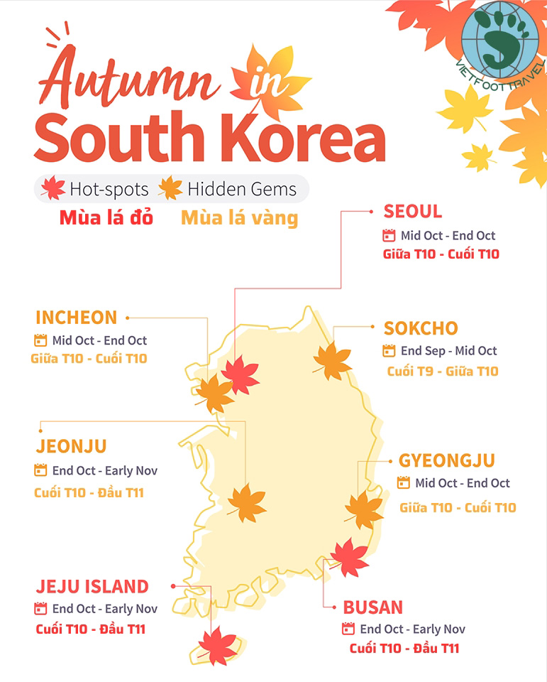 lịch ngắm lá đỏ Hàn Quốc 2023