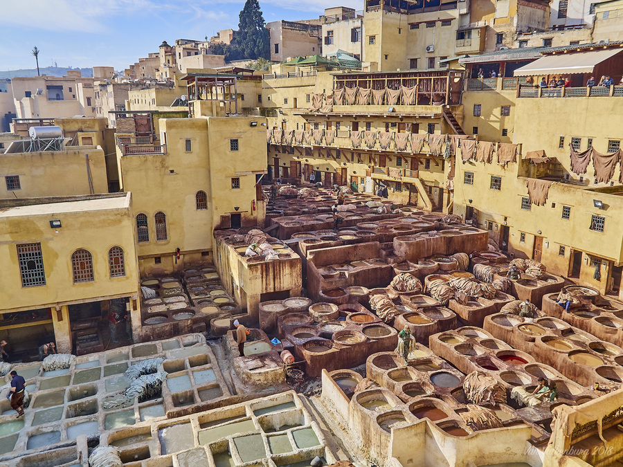 Chouara Tannery là 1 trong 3 xưởng thuộc da của Fez. Ra đời từ thế kỷ 11, Chouara là xưởng lớn nhất và hấp dẫn du khách nhất nhờ những vại màu nhuộm đa sắc nằm trên sân thượng đầy nắng.