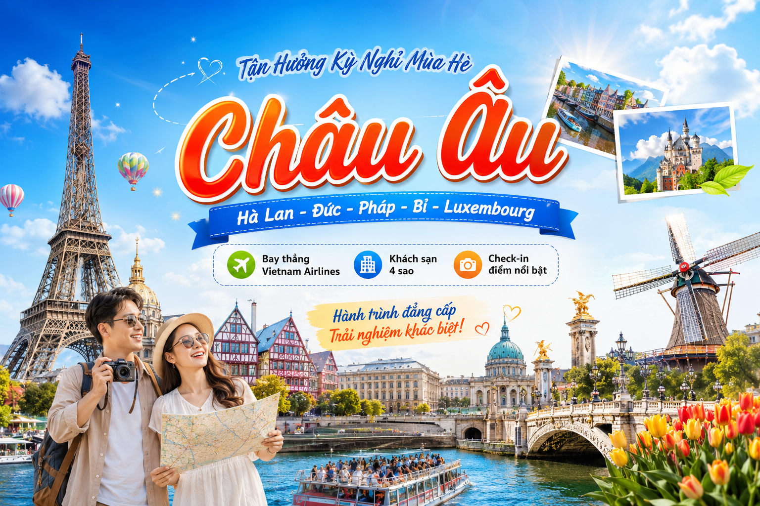 Tour Tây Âu: ĐỨC - HÀ LAN - BỈ - PHÁP - THUỴ SĨ - Ý 10N9Đ