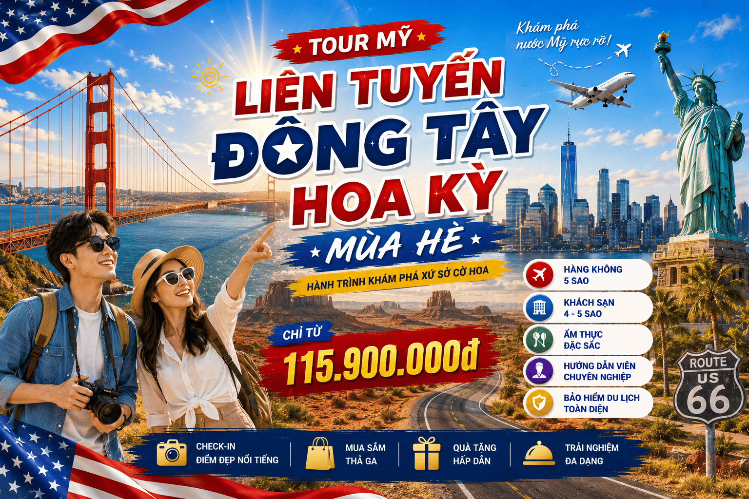 Tour Mỹ: Liên Tuyến Đông Tây Hoa Kỳ Mùa Hè 12N11Đ