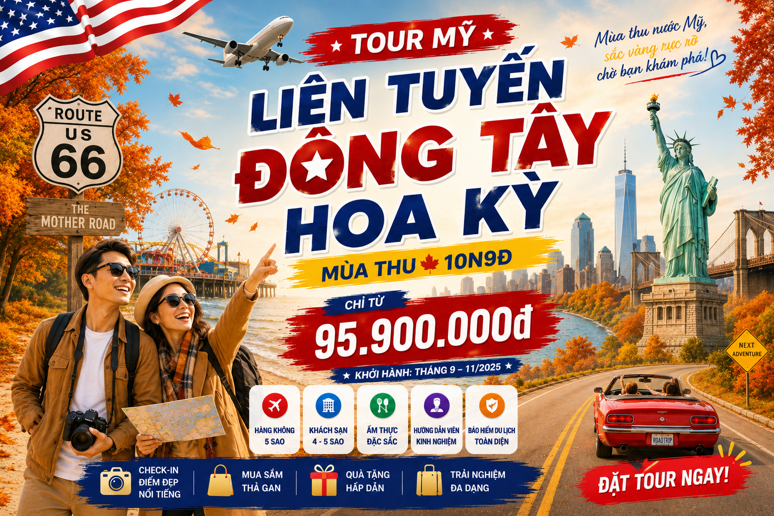 Tour Mỹ: Liên Tuyến Đông Tây Hoa Kỳ Mùa Thu 10N9Đ
