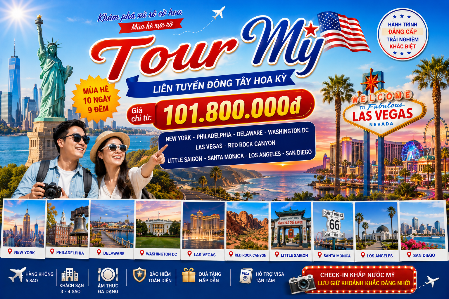 Tour Mỹ: Liên Tuyến Đông Tây  Hoa Kỳ 10N9Đ